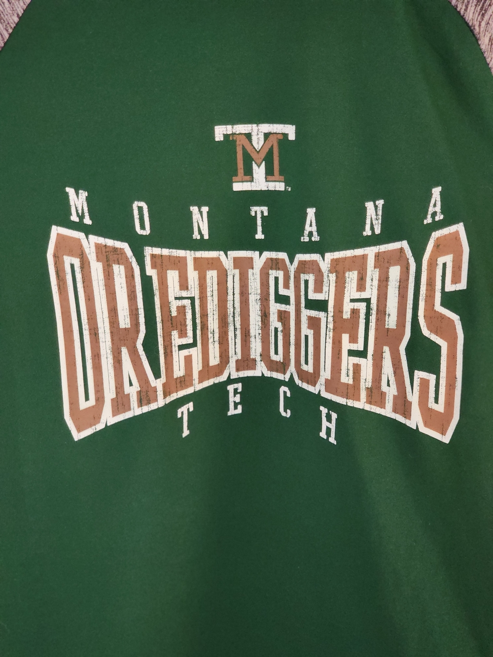 HOLLOWAY Montana Tech Orediggers Pullover Green Raglan Side Zip/ Pocket LARGE - Picture 4 of 11